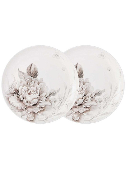 Набор тарелок закусочный, фарфор, 2 шт, 20.5 см, круглый, Белый цветок, Lefard, 415-2127, белый