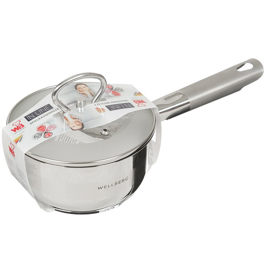 Ковшик из нержавеющей стали Wellberg WB/08038 с крышкой, 1 л