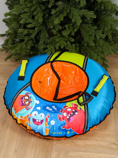 Санки-ватрушка Nika, С монстриками, 95 см, 100 кг, с буксировочным тросом, с ручками, ТБ1КР-95/МН