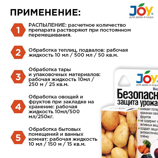 Фунгицид Милеконс, от широкого спектра грибов, плесени, вирусов и бактерий, 10 мл, Joy