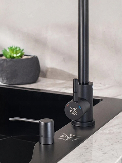 Смеситель для кухни, РМС, с картриджем, черный, SUS124BL-017F