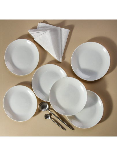 Тарелка десертная, стеклокерамика, 6 шт, 19 см, круглая, Бэль, Daniks, LQP-75