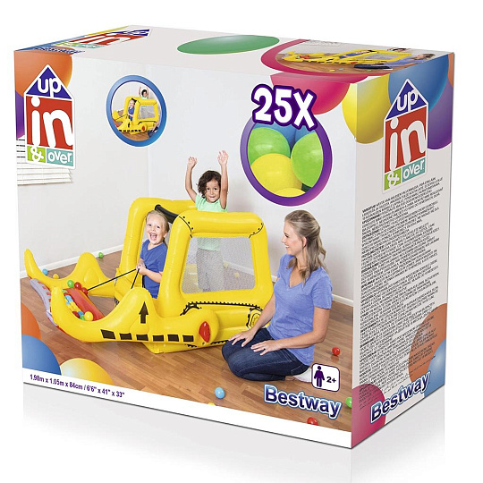 Игровой центр 198х105х84 см, Бульдозер, с мячами, от 2 лет, Bestway, 52278