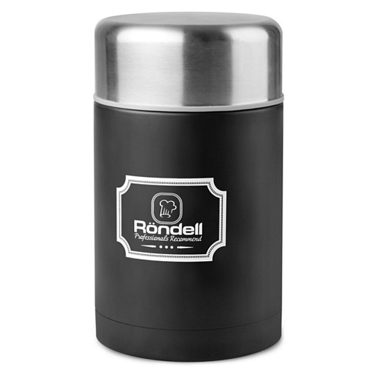 Термос из нержавеющей стали Rondell Picnic Black RDS-946 с широким горлом, 0.8 л