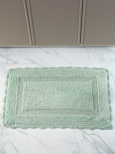 Коврик для ванной, 0.5х0.8 м, хлопок, ажурный край, фисташковый, Silvano, Лиона
