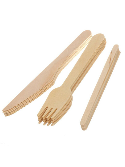 Набор одноразовой посуды 24 шт, вилка, нож, размешиватель, зубочистка, Grifon, Bio, 105-329