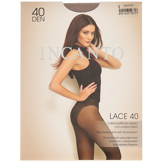 Колготки Incanto, Lace, 40 DEN, р. 2, daino/загар, ажурные трусики