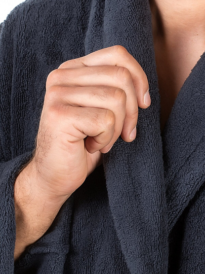 Халат мужской, махровый, 100% хлопок, темно-серый, XL-XXL, 52-54, Silvano