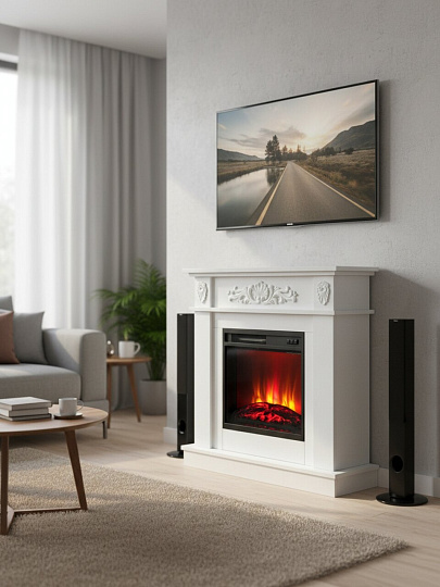 Электрокамин RealFlame, Adelaide, белый, Amix-S 18, эксклюзив