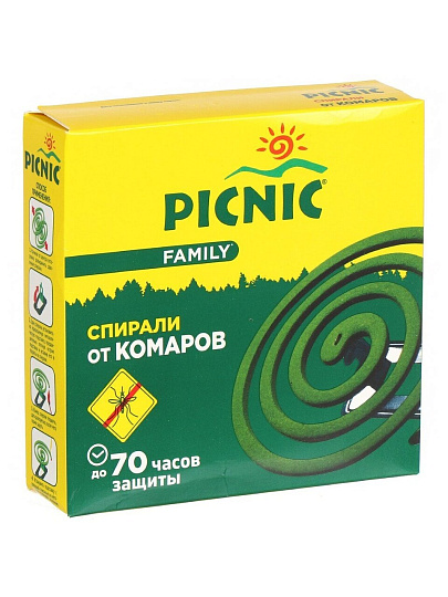 Репеллент от комаров, спираль, Picnic, Family, 10 шт