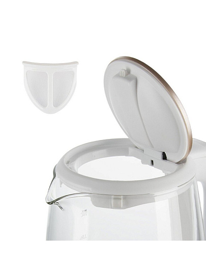 Чайник электрический Redmond, SkyKettle RK-G203S, Strix, белый, 2 л, смарт, 2200 Вт, скрытый нагревательный элемент, стекло