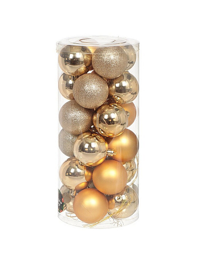 Елочный шар 24 шт, золото, 6 см, пластик, SYQD-0119150G