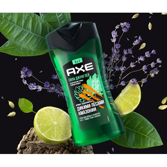 Гель для душа и шампунь Axe, Сила джунглей, для мужчин, 250 мл