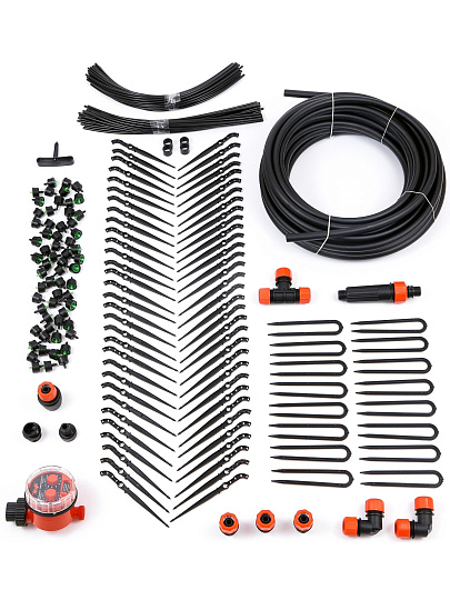 Набор для капельного полива от водопровода, на 60 растений, с таймером, Жук, 8198-00