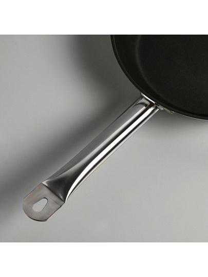 Сковорода нержавеющая сталь, 26 см, антипригарное покрытие, Катунь, Общепит, индукция, КТ-ОБ-СА-26