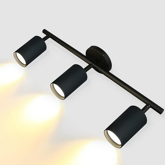 Светильник на основании General Lighting Systems, Башня, 50 Вт, GU10, 3 шт, IP20, d5.5х10х10 см, Спот, черный, 661837