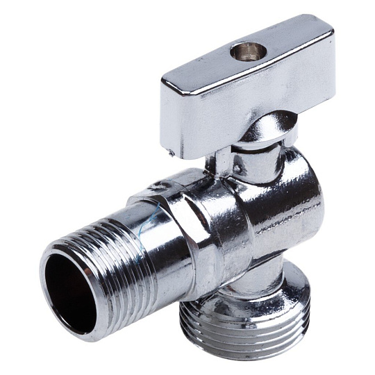 Кран 1/2х3/4", ш-ш, угловой с удлиненной резьбой и отражателем, хром, AquaLink