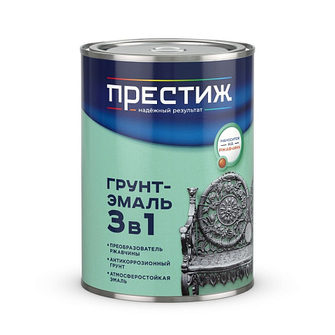 Грунт-эмаль Престиж, Мастер, по ржавч, быстросохнущ, смоляная, зел, 0.9 кг