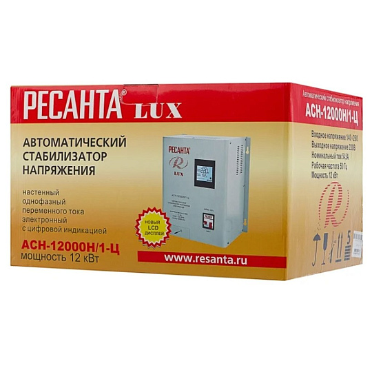 Стабилизатор напряжения Ресанта, Люкс, 12 кВт, 140-260 В, АСН-12 000 Н/1-Ц, 63/6/22