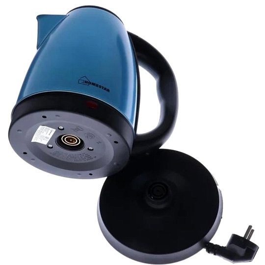 Чайник электрический Homestar, HS-1010, синий, 1.8 л, 1500 Вт, скрытый нагревательный элемент, нержавеющая сталь