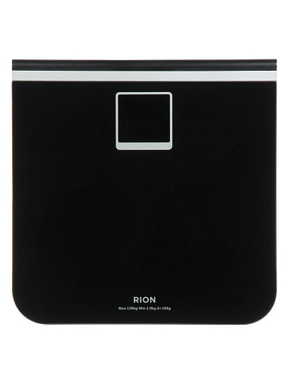 Весы напольные электронные, Rion, РТ-955, стекло, до 150 кг, 30.6х30.5 см, LCD-дисплей, черные