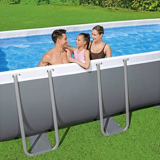 Бассейн каркасный Bestway, 488х244х122 см, Power Steel Rectangular, 56670BW, фильтр-насос, лестница, тент, 11532 л, поплавок-дозатор