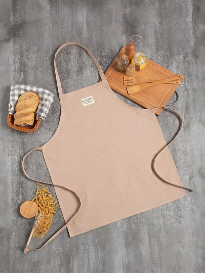 Фартук 60 х 70 см, 100% хлопок, саржа, 220 г/м2, без кармана, Этель, Kitchen, бежевый