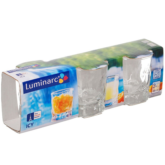 Стопка стекло, 60 мл, 3 шт, Luminarc, Icy, G2767