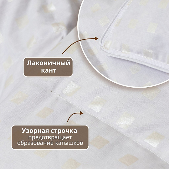 Одеяло 2-спальное, 175х205 см, Формула, полупух I кат, пух 60% перо 40%, 400 г/м2, зимнее, чехол тик, кант, Бел-Поль