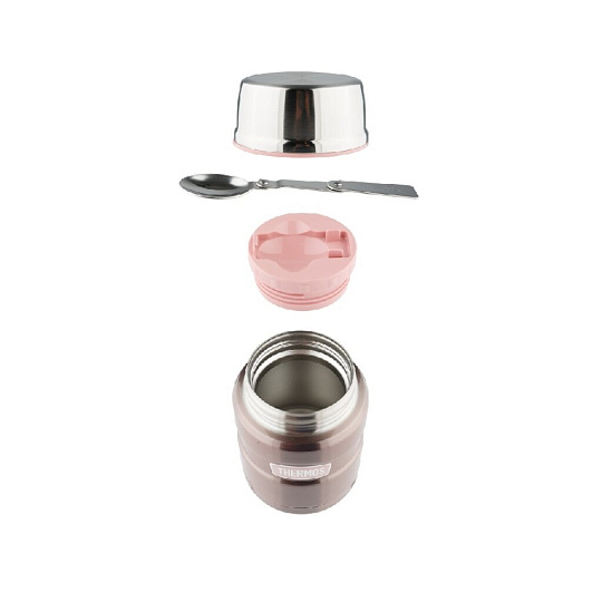Термос для еды, нержавеющая сталь, 0.71 л, широкая горловина, Thermos, колба нержавеющая сталь, с ложкой, розовый, 155481