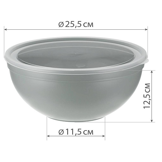 Миска пластик, круглая, 25.5х12.5 см, 4 л, с крышкой, Idea, М1304, капучино