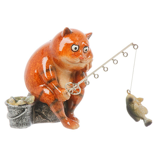 Фигурка декоративная полистоун, Кот-рыбак, 18х10х12.5 см, A020280
