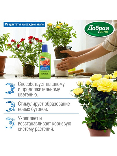 Удобрение для роз и пионов, органоминеральное, жидкость, 250 мл, Добрая сила