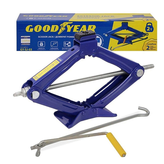 Домкрат ромбический, 2 т, 100-410 мм, съемная ручка, Goodyear, GY-SJ-03, GY000912