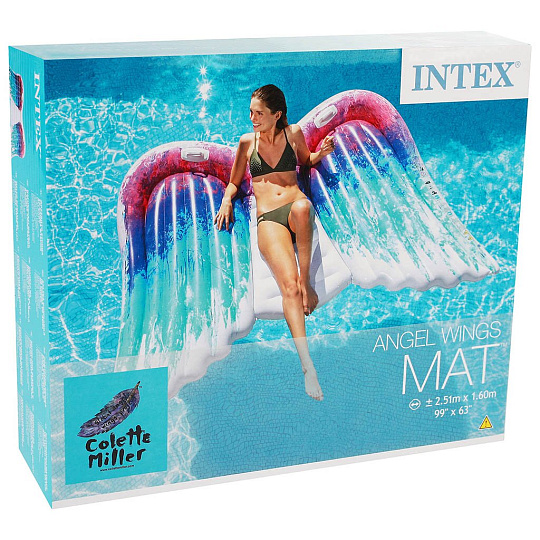Матрас для плавания 251х160 см, Intex, Крылья, 58786EU, с ручками