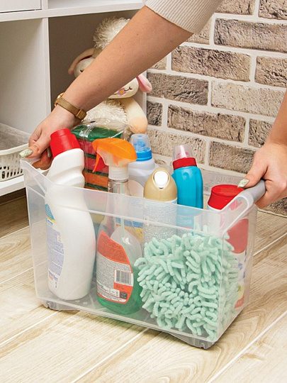 Органайзер для хранения, 10.5 л, 18х38х26 см, с ручкой, на колесах, Idea, М 1622