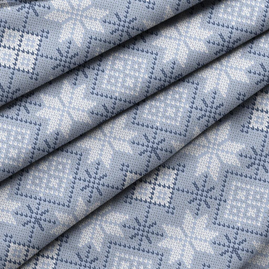 Полотенце кухонное вафельное, 40х50 см, 100% хлопок, Winterland, Снежный калейдоскоп, голубое, Россия, 670947