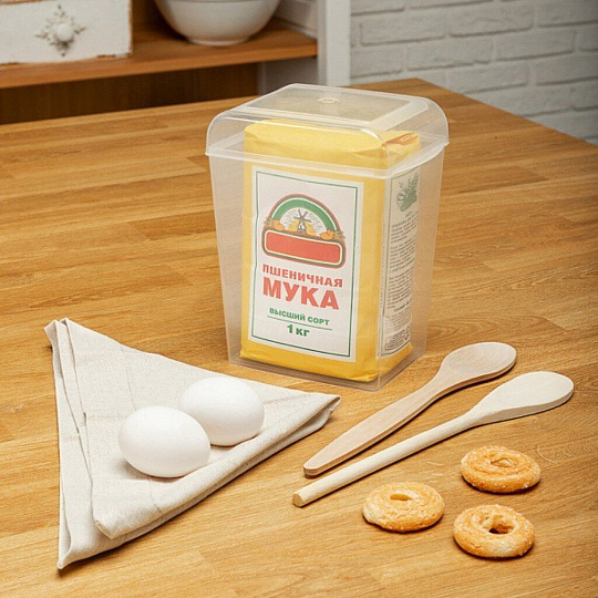 Банка для сыпучих продуктов, пластик, 1.7 л, с крышкой, Бытпласт, 431272301, бесцветная