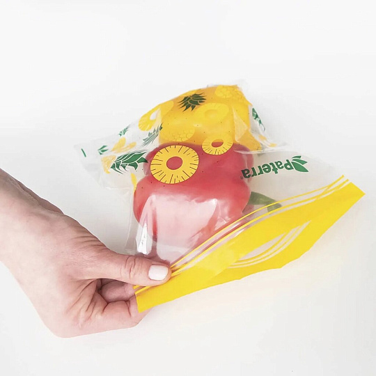 Пакеты универсальные, 50 шт, 20.5х20.5 см, с двойным замком, 24х26.5 см, Paterra, Лимон/ананас, 109-208