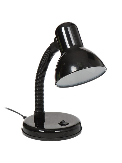 Светильник настольный на подставке, E27, 60 Вт, черный, абажур черный, Ultraflash, UF-301Р С02, 12368