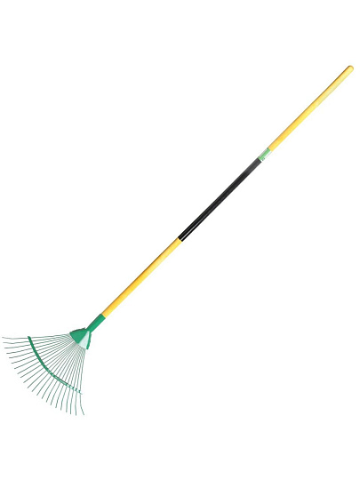 Грабли веерные, 22 зуб, металл, Клевер, усиленные, в ассортименте, черенок деревянный