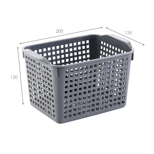 Корзина для хранения, 2 л, 20х13.5х12 см, прямоугольная, пластик, серая, Violet, Лофт, 641008