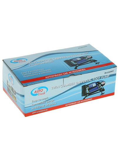 Насос ножной Autovirazh, 7 атм, с манометром, двойной, AV-030969