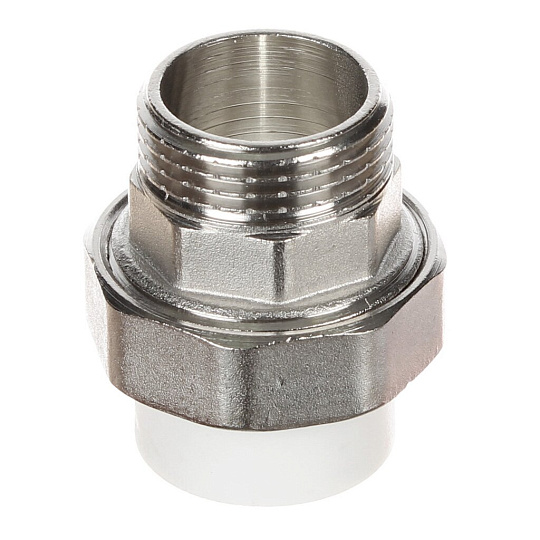 Муфта разъемная полипропилен, d20х1", наружная резьба, белая, РосТурПласт