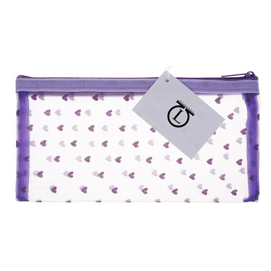 Косметичка 20х10 см, сетка, 100% полиэстер, ЮниLook, 327-336, прямоугольная, застежка молния, в ассортименте