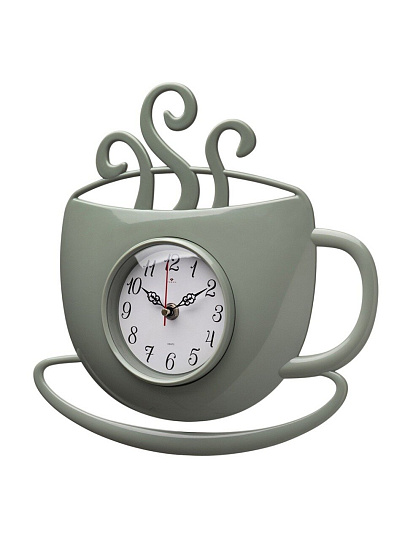 Часы настенные, кварцевые, 31,5х30,5 см, чашка с дымком, корпус оливковые, фигурные, Рубин, Классика, 3432-006