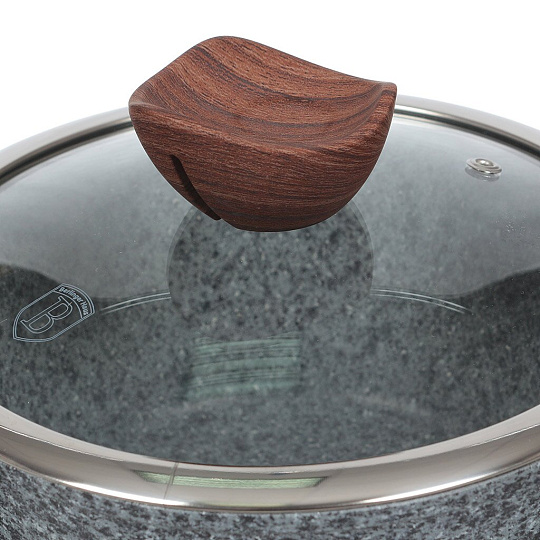 Сотейник алюминий, 28 см, антипригарное покрытие, 4.1 л, Berlinger Haus, Гранит, 1203-ВН, с крышкой, индукция