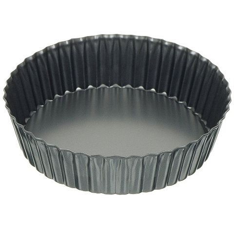 Форма для запекания сталь, 24.5х24.5х5 см, антипригарное покрытие, круглая, разъемная, черная, Daniks, KB18556-25-grey