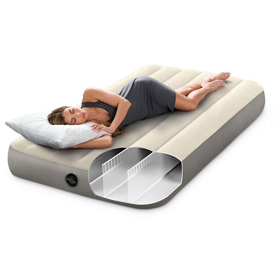 Матрас надувной Intex, 191х99х25 см, 64101, без насоса, флокированный, особопрочный, 136 кг