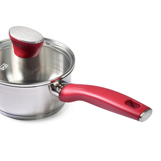 Ковш нержавеющая сталь, 1 л, крышка стекло, бакелитовая ручка, индукция, Taller, Грейси, TR-17285, серебристый